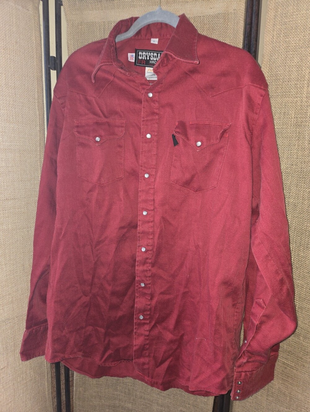 Drysdales FR HRC2 Amplitude By Milliken Red Pearl Snap Shirt Large